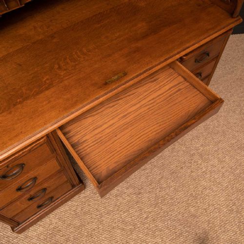 EDWARDIAN OAK ROLL TOP DESK BY HLL - ADDITIONAL PHOTO 12