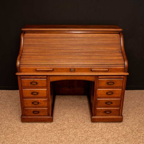 EDWARDIAN OAK ROLL TOP DESK BY HLL - ADDITIONAL PHOTO 13