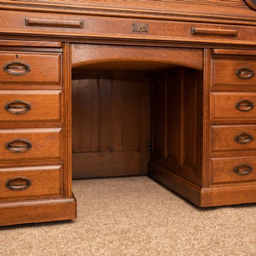 EDWARDIAN OAK ROLL TOP DESK BY HLL - ADDITIONAL PHOTO 16