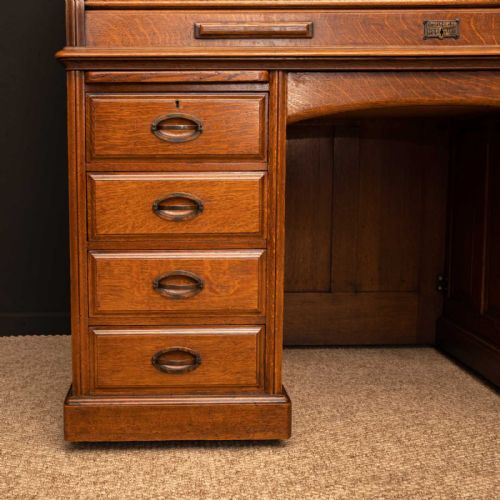 EDWARDIAN OAK ROLL TOP DESK BY HLL - ADDITIONAL PHOTO 17