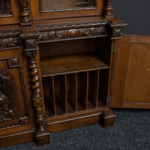 LATE VICTORIAN CARVED OAK BOOKCASE - ADDITIONAL PHOTO 7