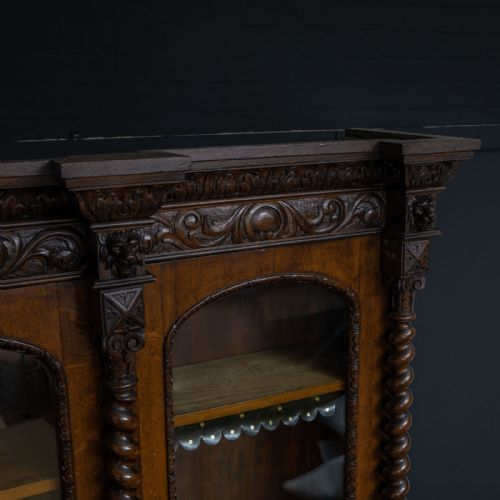 LATE VICTORIAN CARVED OAK BOOKCASE - ADDITIONAL PHOTO 10