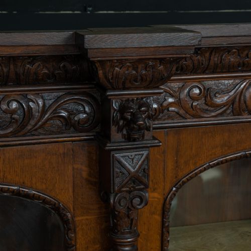 LATE VICTORIAN CARVED OAK BOOKCASE - ADDITIONAL PHOTO 11