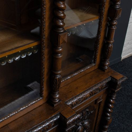 LATE VICTORIAN CARVED OAK BOOKCASE - ADDITIONAL PHOTO 12