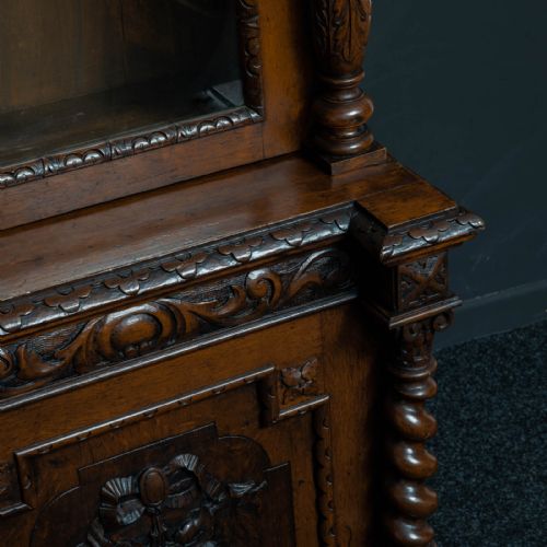 LATE VICTORIAN CARVED OAK BOOKCASE - ADDITIONAL PHOTO 15