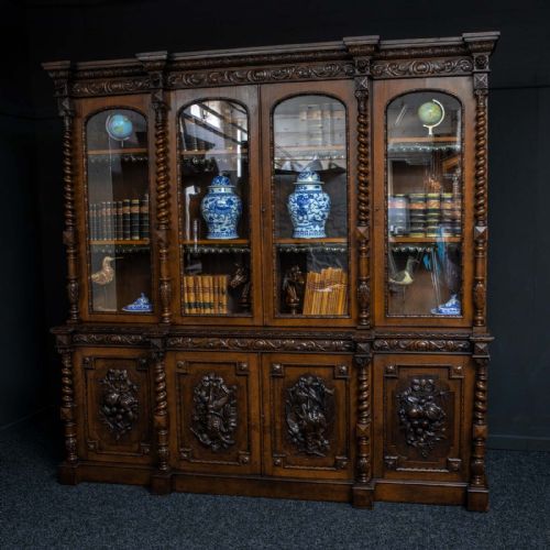 LATE VICTORIAN CARVED OAK BOOKCASE - ADDITIONAL PHOTO 20