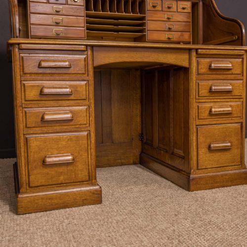 EDWARDIAN OAK ROLL TOP DESK BY HLL - ADDITIONAL PHOTO 1