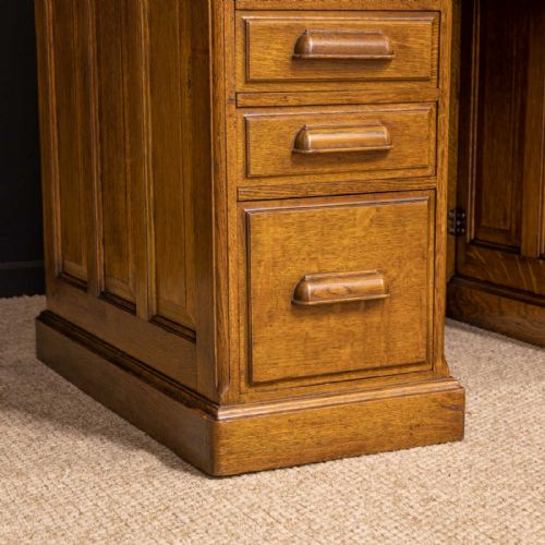 EDWARDIAN OAK ROLL TOP DESK BY HLL - ADDITIONAL PHOTO 2