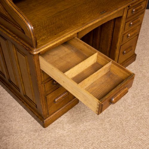 EDWARDIAN OAK ROLL TOP DESK BY HLL - ADDITIONAL PHOTO 5
