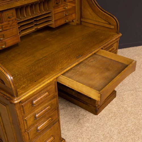EDWARDIAN OAK ROLL TOP DESK BY HLL - ADDITIONAL PHOTO 6