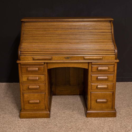 EDWARDIAN OAK ROLL TOP DESK BY HLL - ADDITIONAL PHOTO 10