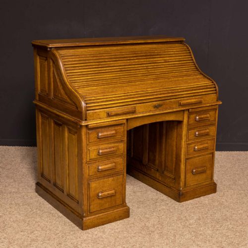 EDWARDIAN OAK ROLL TOP DESK BY HLL - ADDITIONAL PHOTO 12