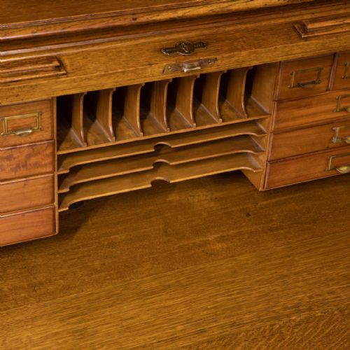 EDWARDIAN OAK ROLL TOP DESK BY HLL - ADDITIONAL PHOTO 13