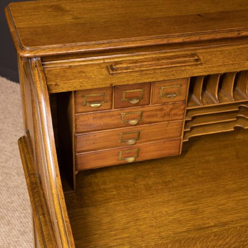 EDWARDIAN OAK ROLL TOP DESK BY HLL - ADDITIONAL PHOTO 14