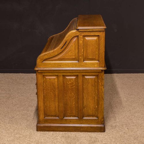 EDWARDIAN OAK ROLL TOP DESK BY HLL - ADDITIONAL PHOTO 18