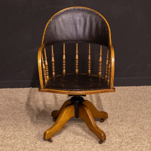EDWARDIAN OAK SWIVEL DESK CHAIR - ADDITIONAL PHOTO 1