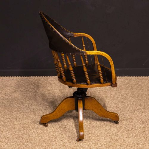 EDWARDIAN OAK SWIVEL DESK CHAIR - ADDITIONAL PHOTO 3