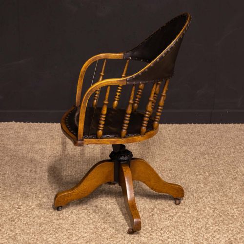 EDWARDIAN OAK SWIVEL DESK CHAIR - ADDITIONAL PHOTO 5