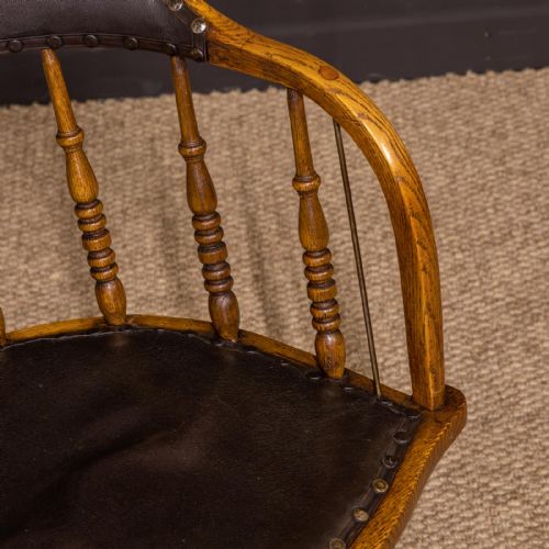 EDWARDIAN OAK SWIVEL DESK CHAIR - ADDITIONAL PHOTO 7