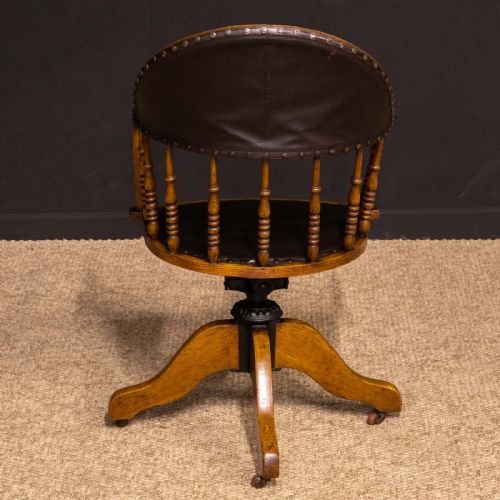 EDWARDIAN OAK SWIVEL DESK CHAIR - ADDITIONAL PHOTO 8