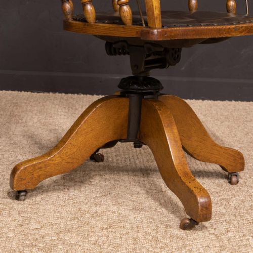 EDWARDIAN OAK SWIVEL DESK CHAIR - ADDITIONAL PHOTO 10
