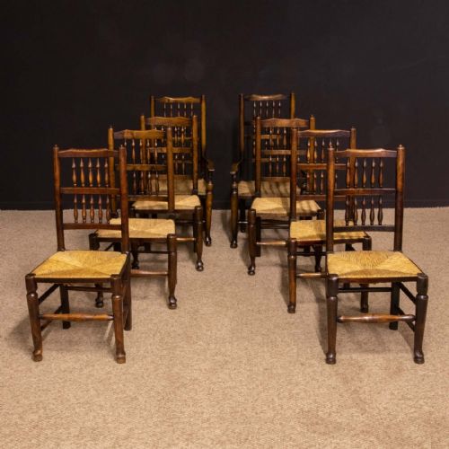 set of eight georgian lancashire spindleback chairs - CATEGORY: ANTIQUE CHAIRS - DATED 19TH CENTURY