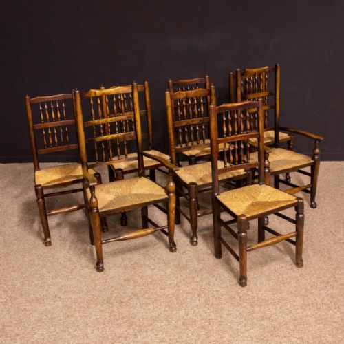 SET OF EIGHT GEORGIAN LANCASHIRE SPINDLEBACK CHAIRS - ADDITIONAL PHOTO 1