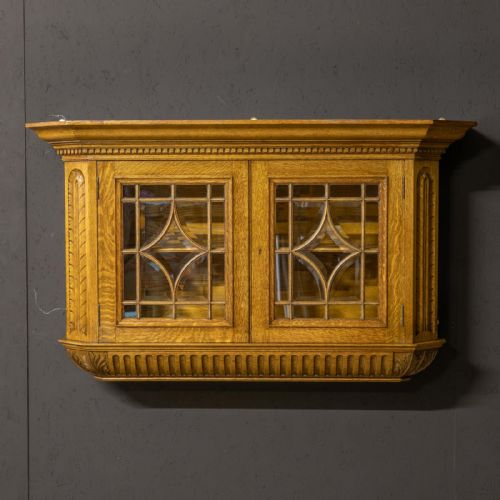 edwardian oak wall cabinet - CATEGORY: ANTIQUE CABINETS - DATED EDWARDIAN