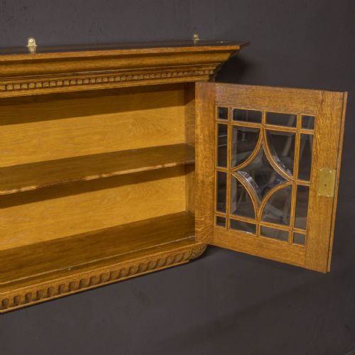 EDWARDIAN OAK WALL CABINET - ADDITIONAL PHOTO 4