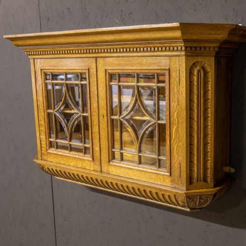 EDWARDIAN OAK WALL CABINET - ADDITIONAL PHOTO 9