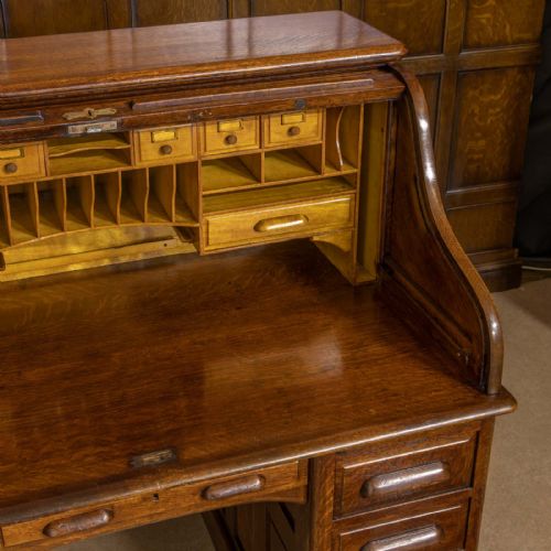 EDWARDIAN OAK ROLL TOP DESK - ADDITIONAL PHOTO 1
