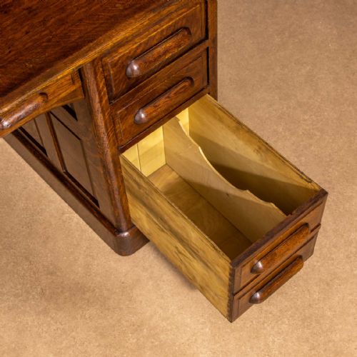EDWARDIAN OAK ROLL TOP DESK - ADDITIONAL PHOTO 4