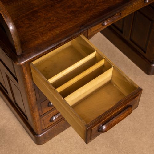 EDWARDIAN OAK ROLL TOP DESK - ADDITIONAL PHOTO 5
