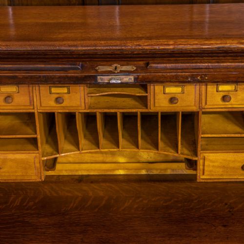 EDWARDIAN OAK ROLL TOP DESK - ADDITIONAL PHOTO 7