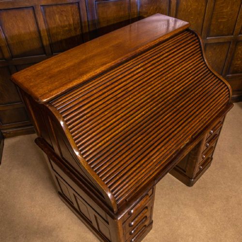 EDWARDIAN OAK ROLL TOP DESK - ADDITIONAL PHOTO 11