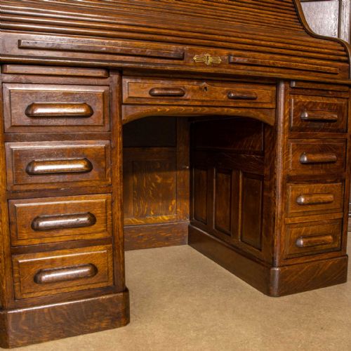 EDWARDIAN OAK ROLL TOP DESK - ADDITIONAL PHOTO 12