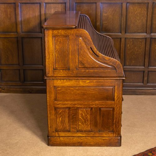 EDWARDIAN OAK ROLL TOP DESK - ADDITIONAL PHOTO 15