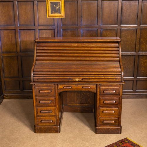 EDWARDIAN OAK ROLL TOP DESK - ADDITIONAL PHOTO 16