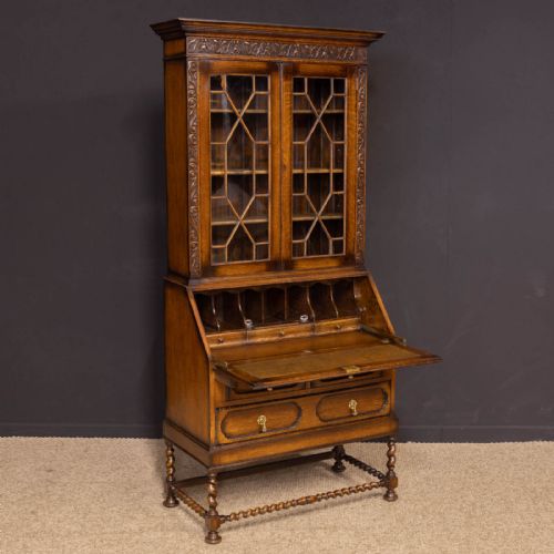 OAK BUREAU BOOKCASE - ADDITIONAL PHOTO 4