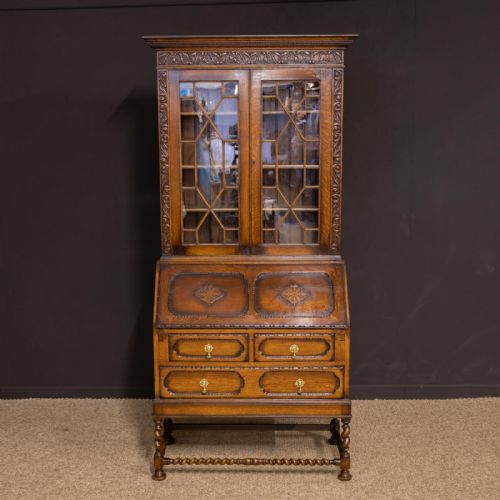 OAK BUREAU BOOKCASE - ADDITIONAL PHOTO 6