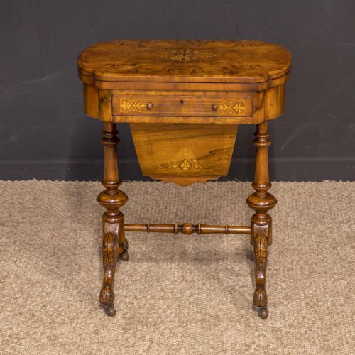 VICTORIAN WALNUT SEWING TABLE - ADDITIONAL PHOTO 12