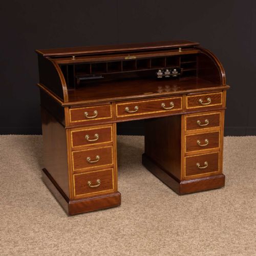 LATE VICTORIAN SHERATON REVIVAL ROLL TOP DESK - ADDITIONAL PHOTO 1