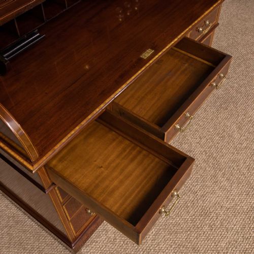 LATE VICTORIAN SHERATON REVIVAL ROLL TOP DESK - ADDITIONAL PHOTO 3