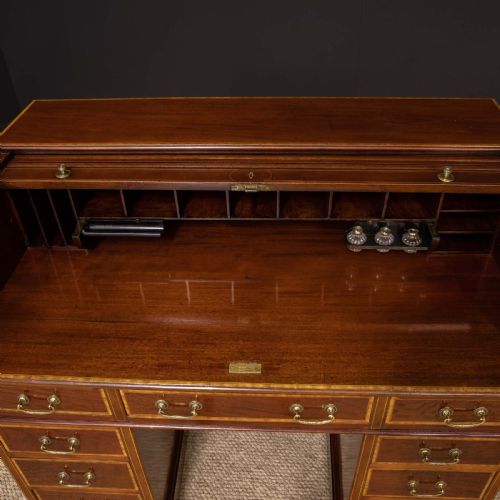 LATE VICTORIAN SHERATON REVIVAL ROLL TOP DESK - ADDITIONAL PHOTO 5