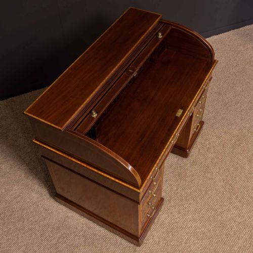 LATE VICTORIAN SHERATON REVIVAL ROLL TOP DESK - ADDITIONAL PHOTO 7