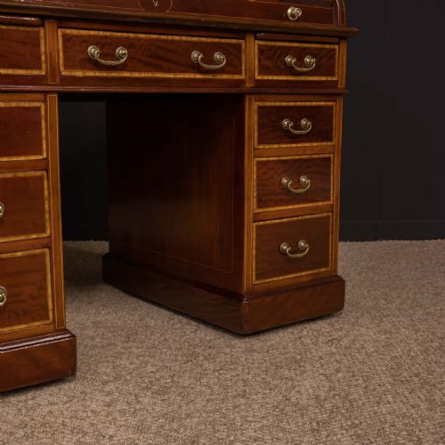 LATE VICTORIAN SHERATON REVIVAL ROLL TOP DESK - ADDITIONAL PHOTO 13