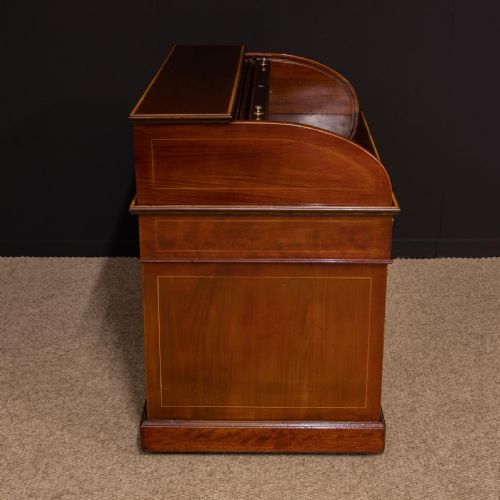 LATE VICTORIAN SHERATON REVIVAL ROLL TOP DESK - ADDITIONAL PHOTO 17