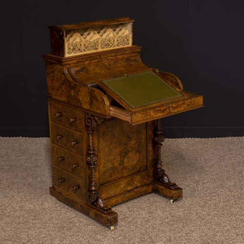 victorian walnut piano top davenport - CATEGORY: ANTIQUE DESKS - DATED VICTORIAN