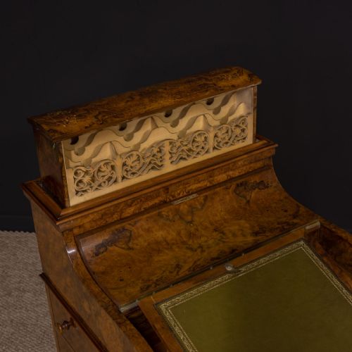 VICTORIAN WALNUT PIANO TOP DAVENPORT - ADDITIONAL PHOTO 1