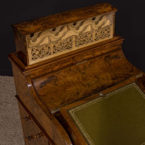 VICTORIAN WALNUT PIANO TOP DAVENPORT - ADDITIONAL PHOTO 2